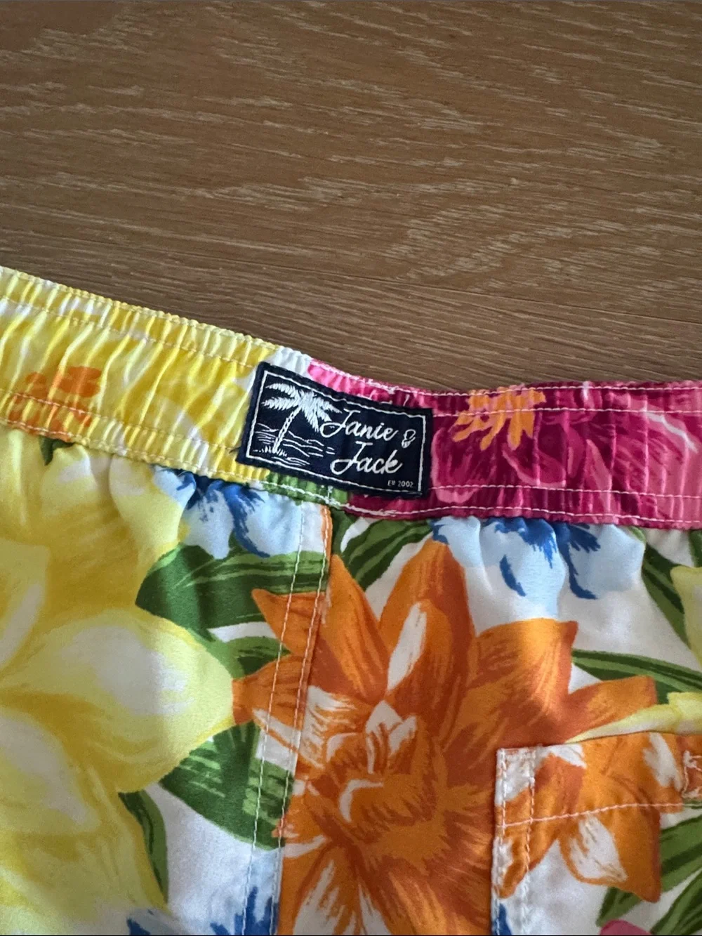 Janie and Jack Yellow, Orange, Pink, Blue Floral Swim Trunks